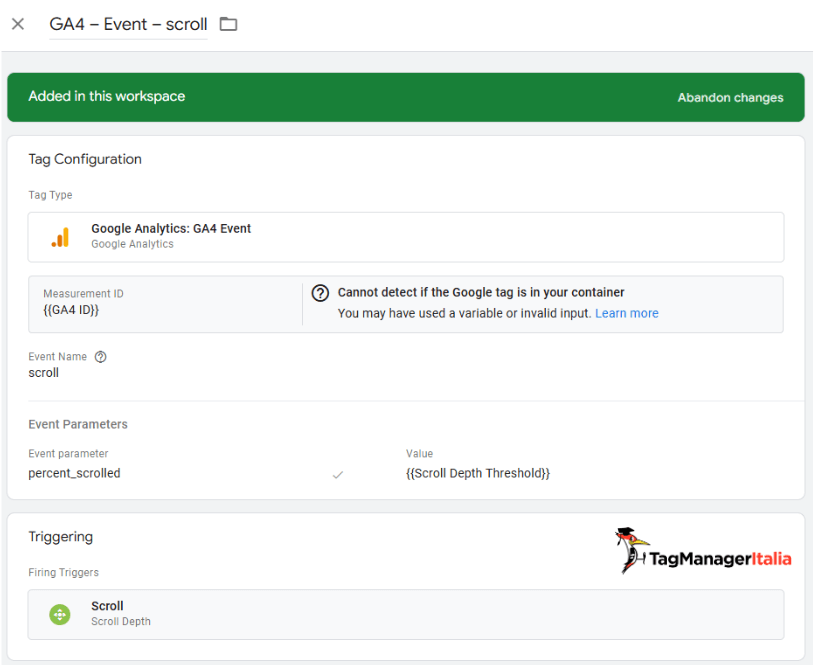 Configurazione evento tracciamento scroll pagina con Google Tag Manager in GA4 Configurazione evento tracciamento scroll pagina con Google Tag Manager in GA4